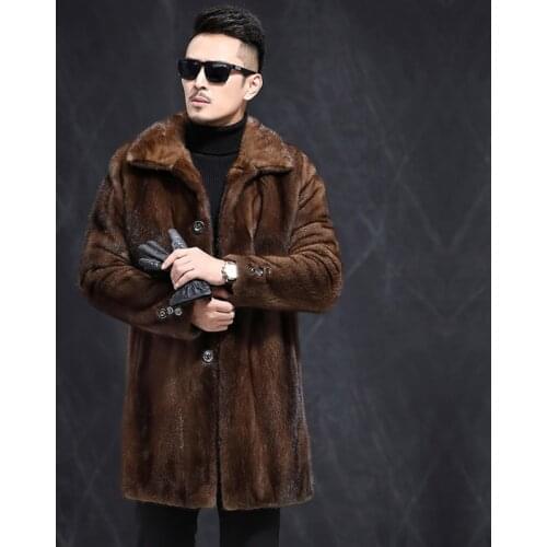 Mens l Mink Fur Jackets Winter Fur Coat Men Long Luxury Jacket Brown Mens Mink Coat A fur coat for a warm coat Warm leisure