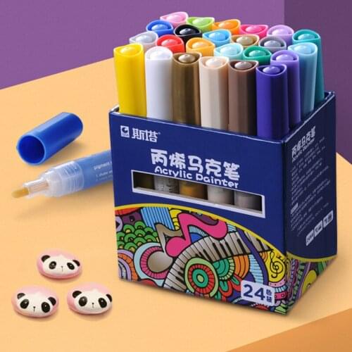 STA 1000 Art Acrylic Marker Pen 12/24/28 Colors Paint Pen Water-based Dye Ink Color Marker for School Painting DIY Graffiti New