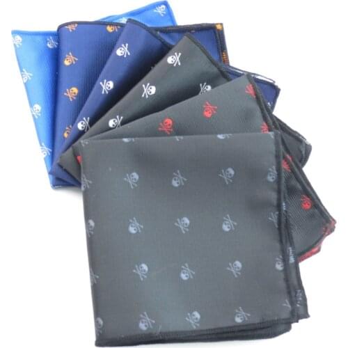 Men Skull Jacquard Pocket Square Chic Handkerchiefs Bowtie Women Wedding Business Polyester Pocket Chest Towel Hankies Bow Tie