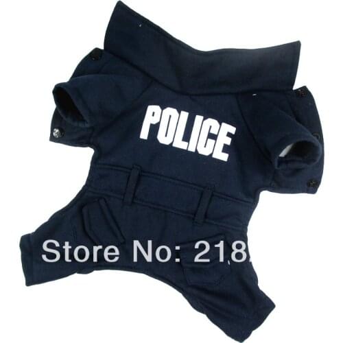 New Cute Dark Blue Police Letter Pattern Pet Dogs Jumpsuit Coat Dogs Jacket Clothes