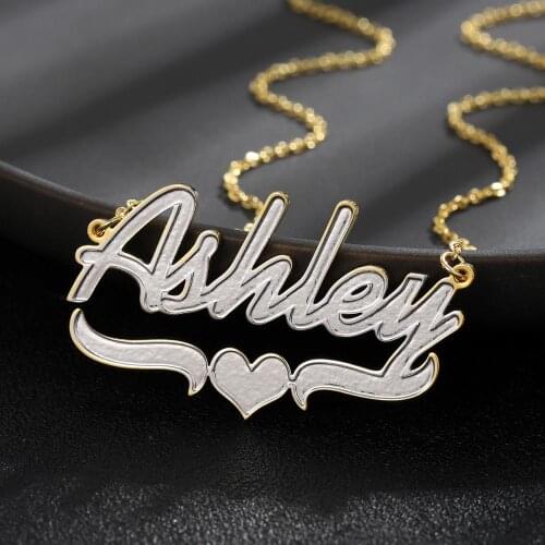 MYDIY Custom Necklace Double Gold plated Nameplate 3D Necklace Personalized Necklaces Choker Women Name Necklace Christmas Gift