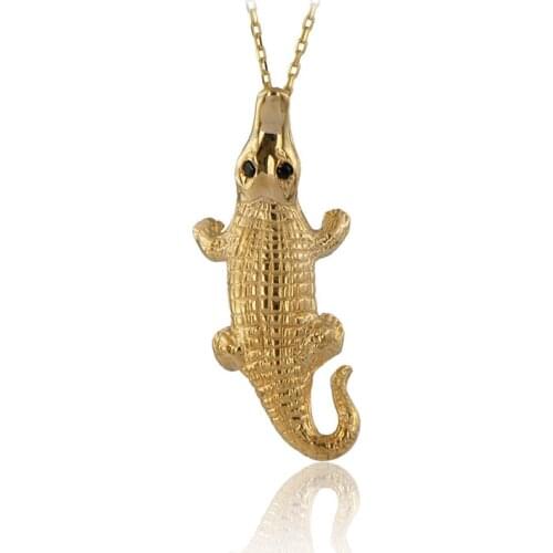 Alligator Necklace 925 Sterling Silver Unisex Crocodile Necklace