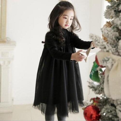 2018 Warm Winter Black Spring Fall Teenage Girl Dress Toddler Clothes Kids Party Long Sleeve Dresses For Girls Princess JW3280