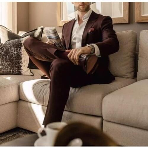 Casual Stylish New Men’s Suit Slim 2 Piece Suit Blazer Business Wedding Party Jacket Pants Business Wedding Party Suit Set