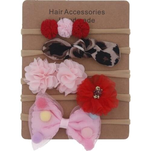 2021 Baby Headbands Newborn hair Bows Kids Toddler headband Elastic Hair Band headwear children Girl Hair Accessories 5pcs/lot