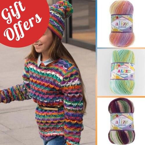 Alize Burcum Bebe Batik 5 Ball Hand Knitting Yarn, 100 gr 210 mt, Acrylic, Spring / Summer Season, Crochet, Clothes, Cardigan, Blouse, Quality, Hobby, Palmie, Turkey - DIY