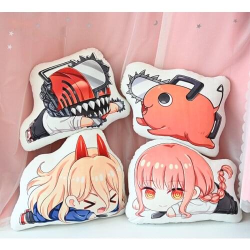 Anime Chainsaw Man Pochita Makima Power Denji Cute Double Sided Pattern Plush Stuffed Throw Pillow Cartoon Cushion Toy Gift