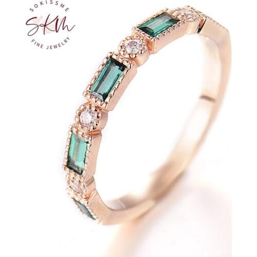 SKM Trendy Emerald rings for women delicate rings Engagement rings designer wedding rings Anniversary Luxury Fine Jewelry