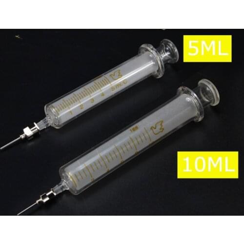 Glass Syringe Mobile Phone Repair Special Welding Oil Welding Container Syringe Metal Needle 5ml 10ml Syringe