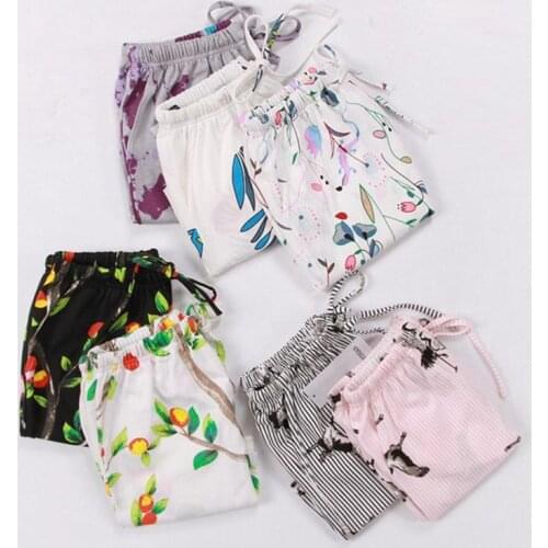 2020 Spring and Summer Womens Cotton Shorts Korean Thin Knitted Casual Pants Sports Loose Big Country Sleep Pants