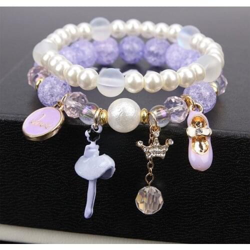 CHENFAN Korean girl heart pop flower crystal womens bracelet Korean Simple and fresh student fashion bead bracelet for women