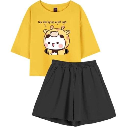 Cute Lady Pajama Set Female Korean Loungewear Women Summer Two Piece Set Summer Anime Clothes T Shirt Women 2021 Fashion Suit