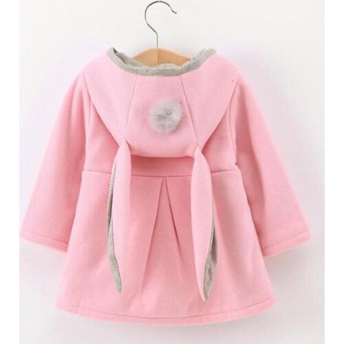 Winter autumn baby girls Outerwear sweatshirts Long sleeve 3D Rabbit ear coat fashion clothes children clothing