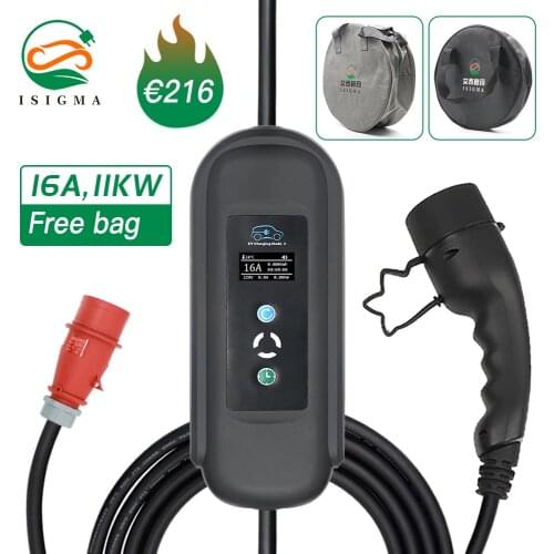 ISIGMA 16A 3Phase EV Charger Type 2 Electric Car Charger Box Type 2 Cable IEC 621962 Charging Plug