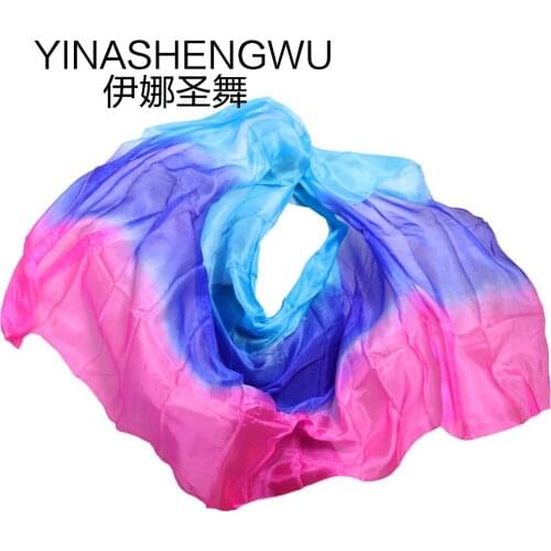 100% Silk Belly Dance Veils Shawl Scarf Belly Dance Practice Performance Silk Veils turquoise+purple+rose