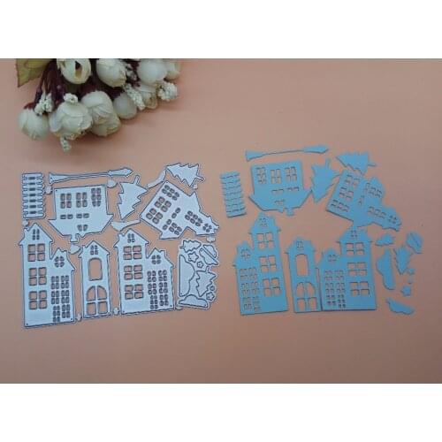 139*109mm City Building House Community Decor Card Metal Cutting Dies Stencil DIY Scrapbook Paper Photo Craft Template Dies