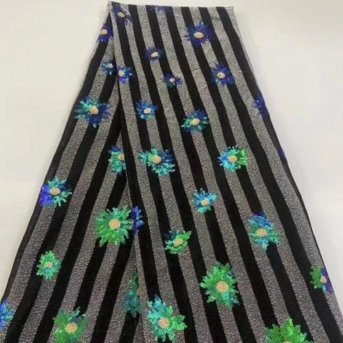 2021 High Quality Sequence French Nigerian Sequins Net African Tulle Mesh Lace Fabric For Dress 5 Yards/Lot ZL0722