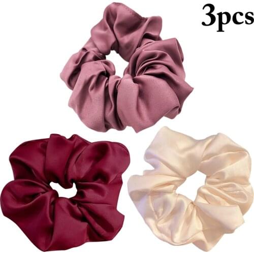 3pcs Women Hair Scrunchies Hair Bands Elastic Solid Color Hair Ties Rope Women Ponytail Holder Hairbands Hair Accessories