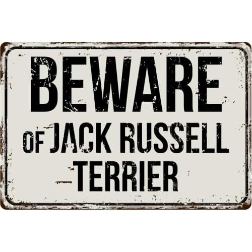 38VS Beware of Jack Russell Terrier 8 x 12 Vintage Aluminum Retro Metal Sign