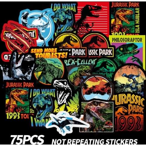 75 Pcs Jurassic Park Graffiti Stickers Dinosaur Seris Animal Funny Sticker For Luggage Laptop Notebook Car Motorcycle Toy Phone Sticker