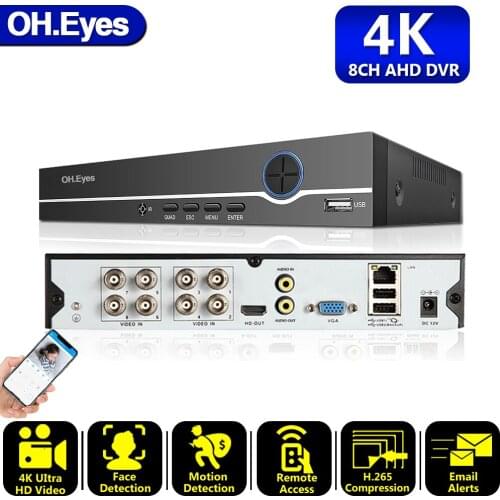 8CH 8MP 6in1 HD TVI CVI XVI AHD IP Security DVR Recorder H.265 Digital Video Recorder With Smart Face Motion Detection Playback