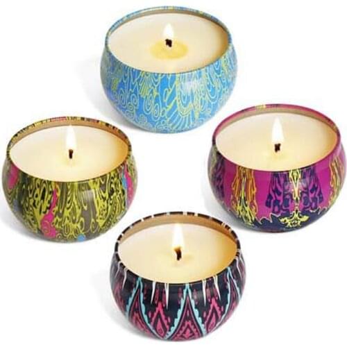 8pcs Fragrance Aromatherapy Scented Candle Natural Soy Wax Travel Tin Home Decor 69HF