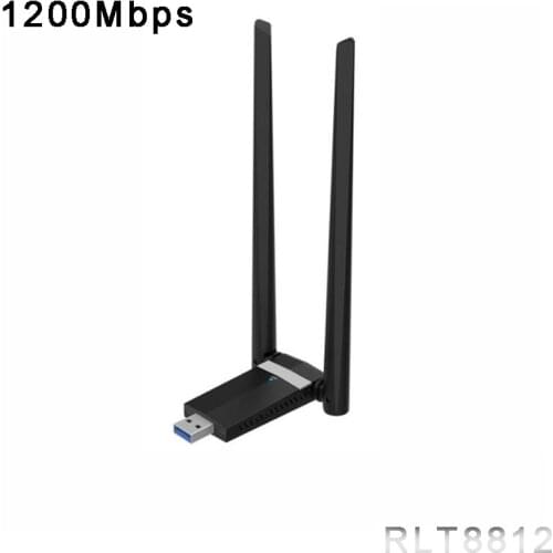 1200Mbps USB3.0 Wifi Antenna Adapter RTL8812BU Wifi Receiver 5dBi High Gain Antenna Wireless Network Card for Desktop TV Box