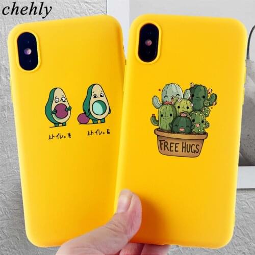 Phone Case for IPhone 6s 7 8 11 12 Mini Plus Pro X XS MAX XR SE Cactus Avocado Cases Soft Silicone Fitted TPU Accessories Covers