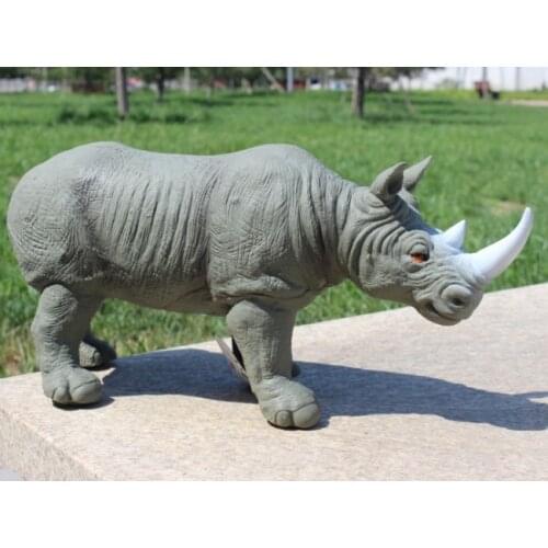 Soft Rhinos Wild Forest Animals Toys Action Figures Model PVC Plastic Boys Collections Toy Figure Children Gift 45cm