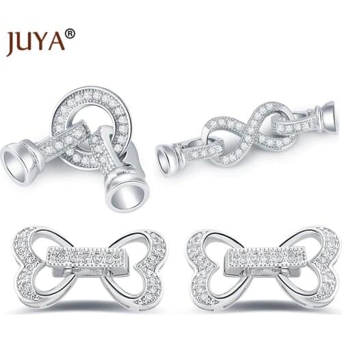 Clasps For Jewelry Making Fastening Accessories Copper Cubic Zirconia Infinity Clasps For DIY Pearls Necklace Bracelet Clasp