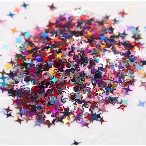 8g Holographics Nail Glitter Sequins Gold Silver Laser Four-Pointed Star Shape Flakes Paillette Tool DIY Nail Art Decoration