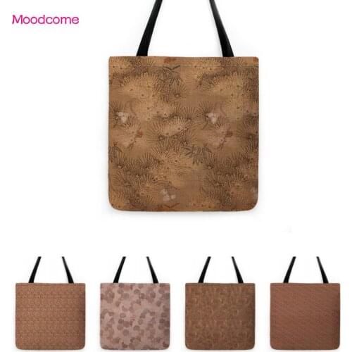 Classic Ancient Traditional Japan Woven Design Pattern Water Resistant Linen Shopper Shoulder Bag Shopping Tote Bag