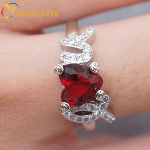 BONLAVIE New I Love U Love Princess Red Ring Creative Hollow Ring