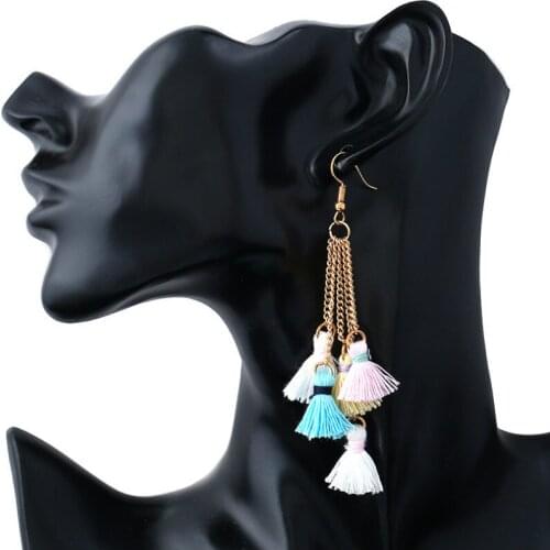 Fashion Jewelry Personality New Chain Pendant Tassel Earrings Bohemian Long Earrings Womens Statement Earrings