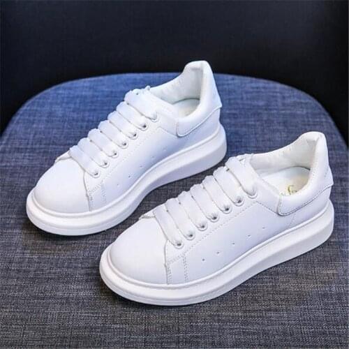 New womens sneakers fashionable leather breathable thick-soled comfortable lightweight and versatile casual womens shoes