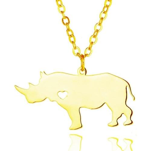 New Rhinos Charm Necklace Gold Color Silver Color Stainless Steel Rhinos Pendant Necklace Rhinos Jewellery