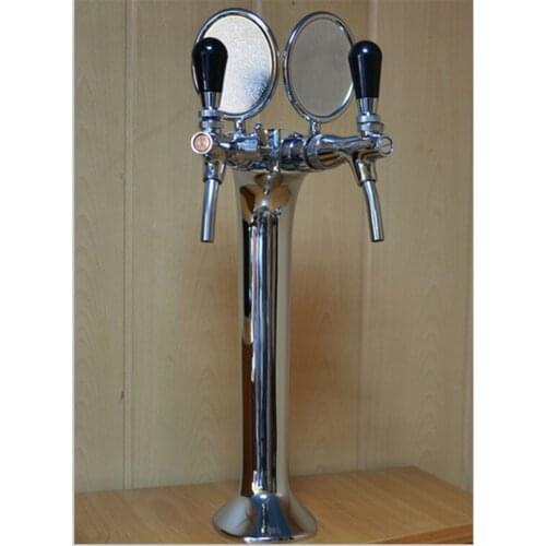 Double lines beer tower with beer taps and beer medallion for bar counter accessories