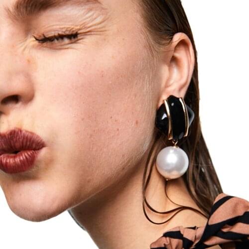 PPG&PGG New Enamel Drop Hot Simulated Pearl Dangle Earrings For Women Elegant Wedding Party Fashion Pendant Earring 2018