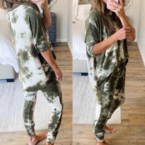 Elastic Waist Simple Camouflage Lady Spring Suit Loose Women Suit Printed for Spring