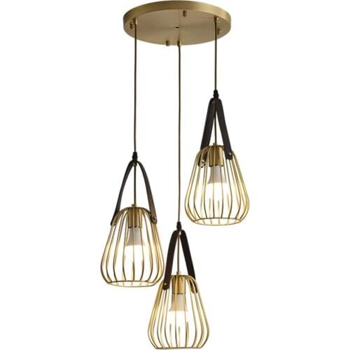 Luxury Copper Bird Cage Pendant Lights Bedroom Bedside Restaurant Study Dining Room Modern Lantern Pendant Lamps Deco Fixtures