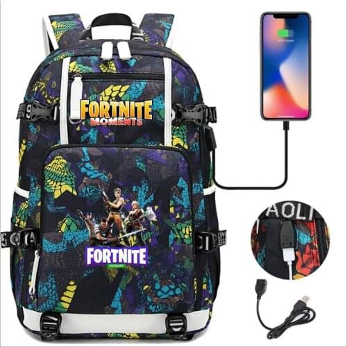 Fortnite Backpack Usb Charge School Bag Teenage Large Capacity Waterproof Student Rucksack Casual Travel Laptop Bag Mochila