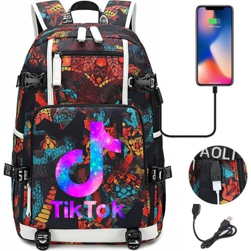 TIK TOK USB Charging Backpack Women Men 18 Inch Laptop School Bag Man Travel Backpacks Large Capacity School Bag Male Mochila