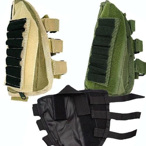 High Quality Outdoor Military Accessory Airsoft Rifle Stock Ammo Pouch Bag with Cheek Leather Pad