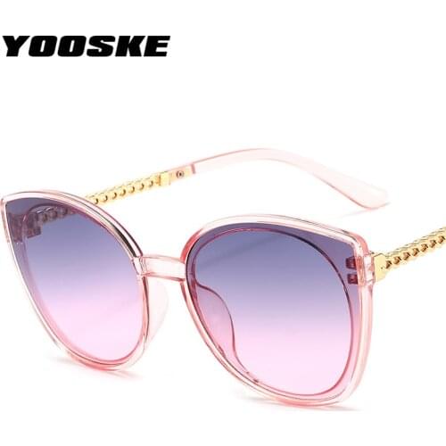 YOOSKE Vintage Cat Eye Sunglasses Women Metal Colored Eyewear Retro Transparent Sun Glasses Men Sunshades for Ladies Big Frame