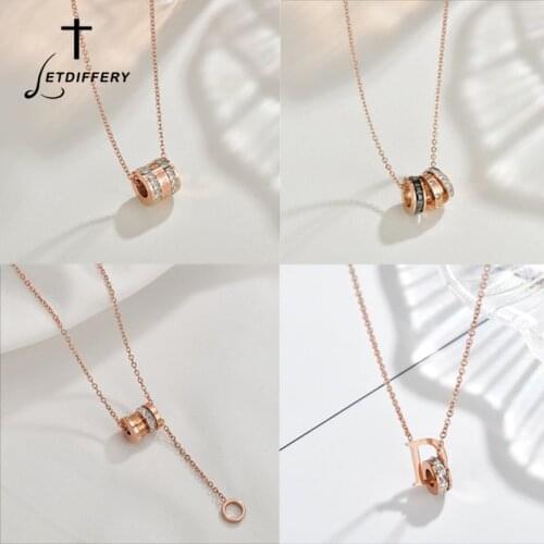 Letdiffery Rose Gold Roman Number Crystal Women Choker Necklace Fashion Stainless Steel Luxury Jewelry Gifts
