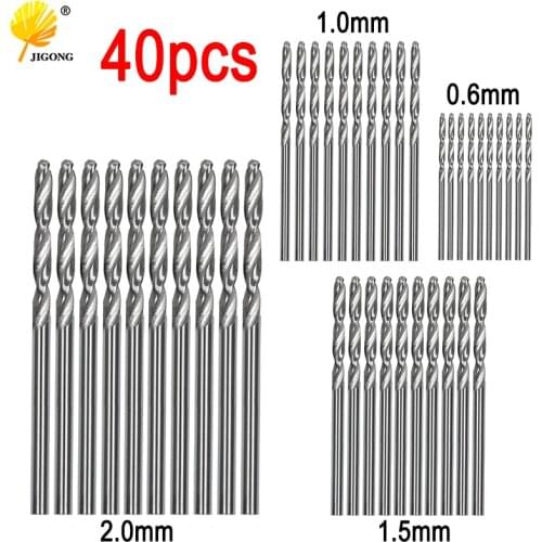 40pcs Drill Bits HSS High Speed Steel Drill Bits Set Tool 0.5mm 1mm 1.5mm 2mm HSS Power Tools