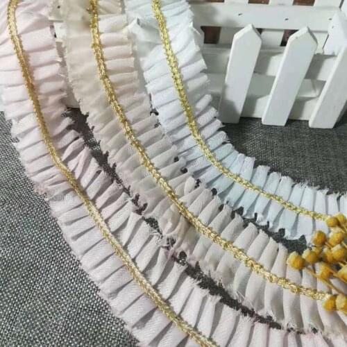 1Yards Embroidery Gold Lace Fabric 4.5cm Lace Ribbon Sewing Guipure Chiffon Lace Trim Appliques For Clothing Craft dentelle KP3