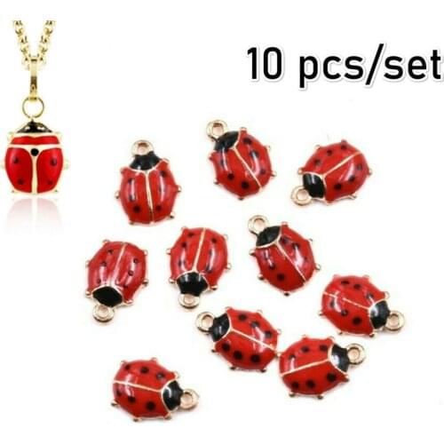 10pcs 9x11mm Beetle Ladybug Charm Enamel Insect Charm for Jewelry Making Fashion Charm Diy Materials