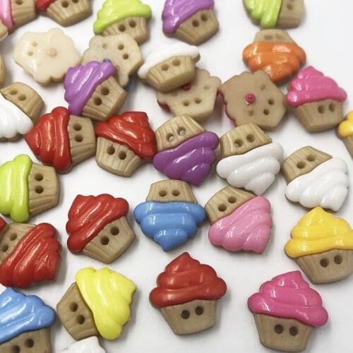 15MM 100pcs Mix Color Ice-cream Flatback Plastic Buttons DIY Scrapbooking Childrens Garment Sewing Accessories PT192