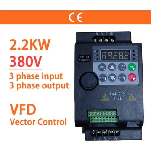 2.2KW 380V 3 Phase Input and Output 3HP VFD Variable Frequency Drive Converter Controller for Motor Fan Speed Control Inverter